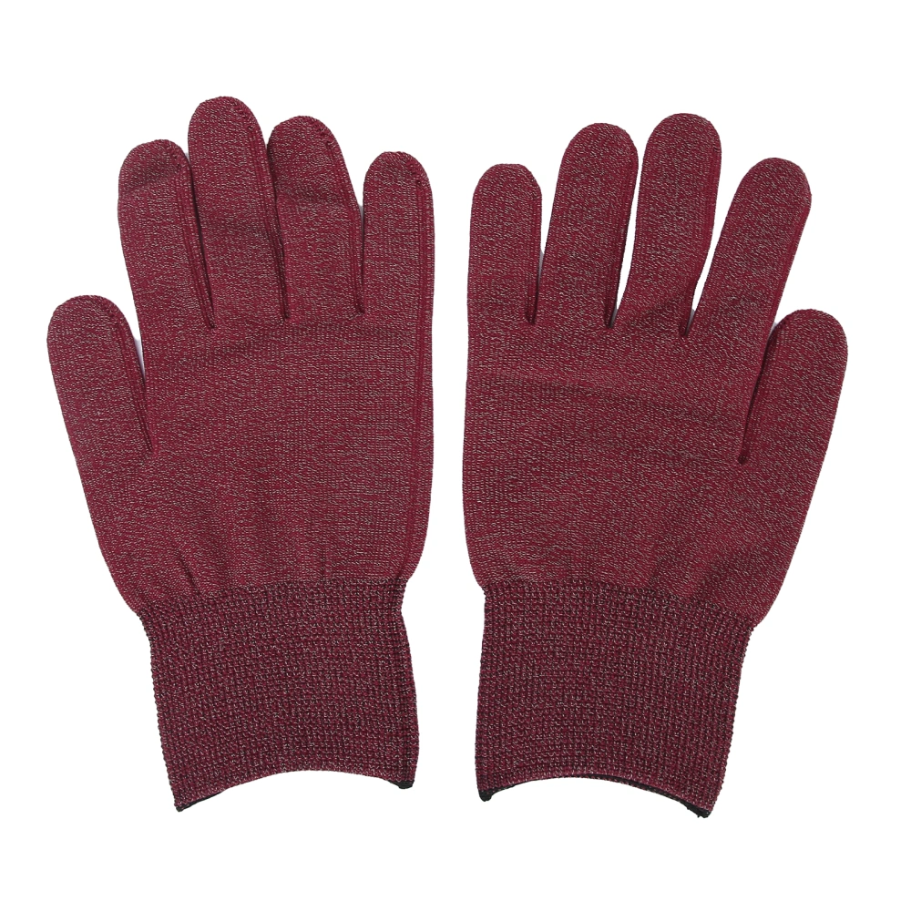 Professional Silver Fiber Conductive Gloves Anti Static Work Protective Gloves Accessory(Wine Red )