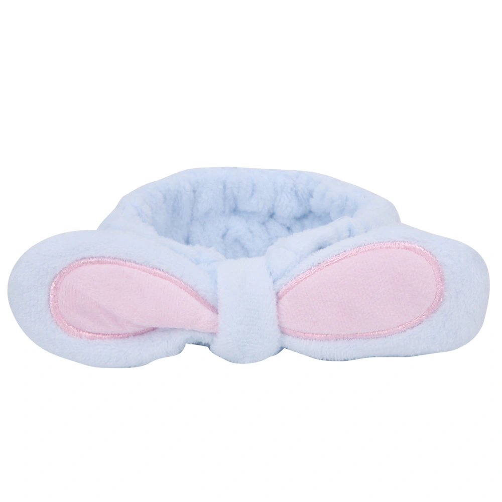 Women Facial Cleaning Headband Rabbit Ear Decoration Elastic Headband for SPA Makeup SkincareSky Purple