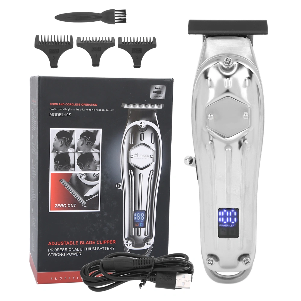 USB Rechaegeable Hair Clipper LCD Screen Electric Hair Styling Trimming Hair ClipperSilver