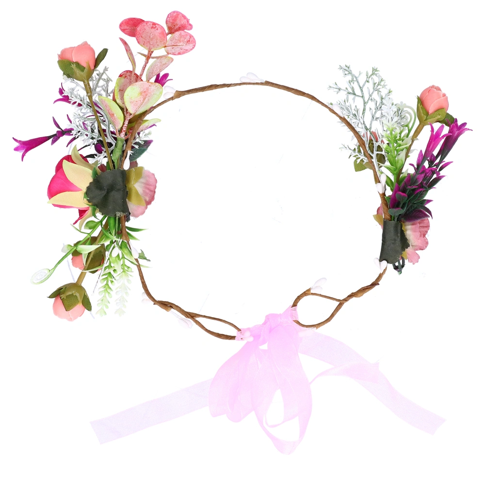 Floral Crown Wedding Bride Flower Headband Garland Crown Festival Party Headpiece Pink