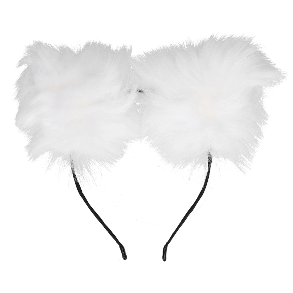 Artificial Furry Cat Ears Headband Women Headwear Hairband for Party Cosplay Daily Life White