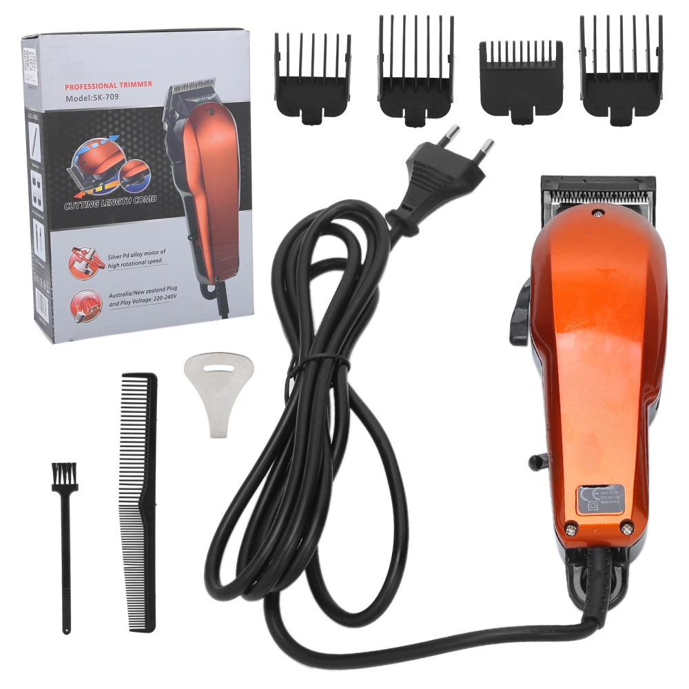 Professional Hair Clipper Home Haircut Kit Electric Hair Styling Trimming Hair Clipper EU Plug 220‑240V Orange