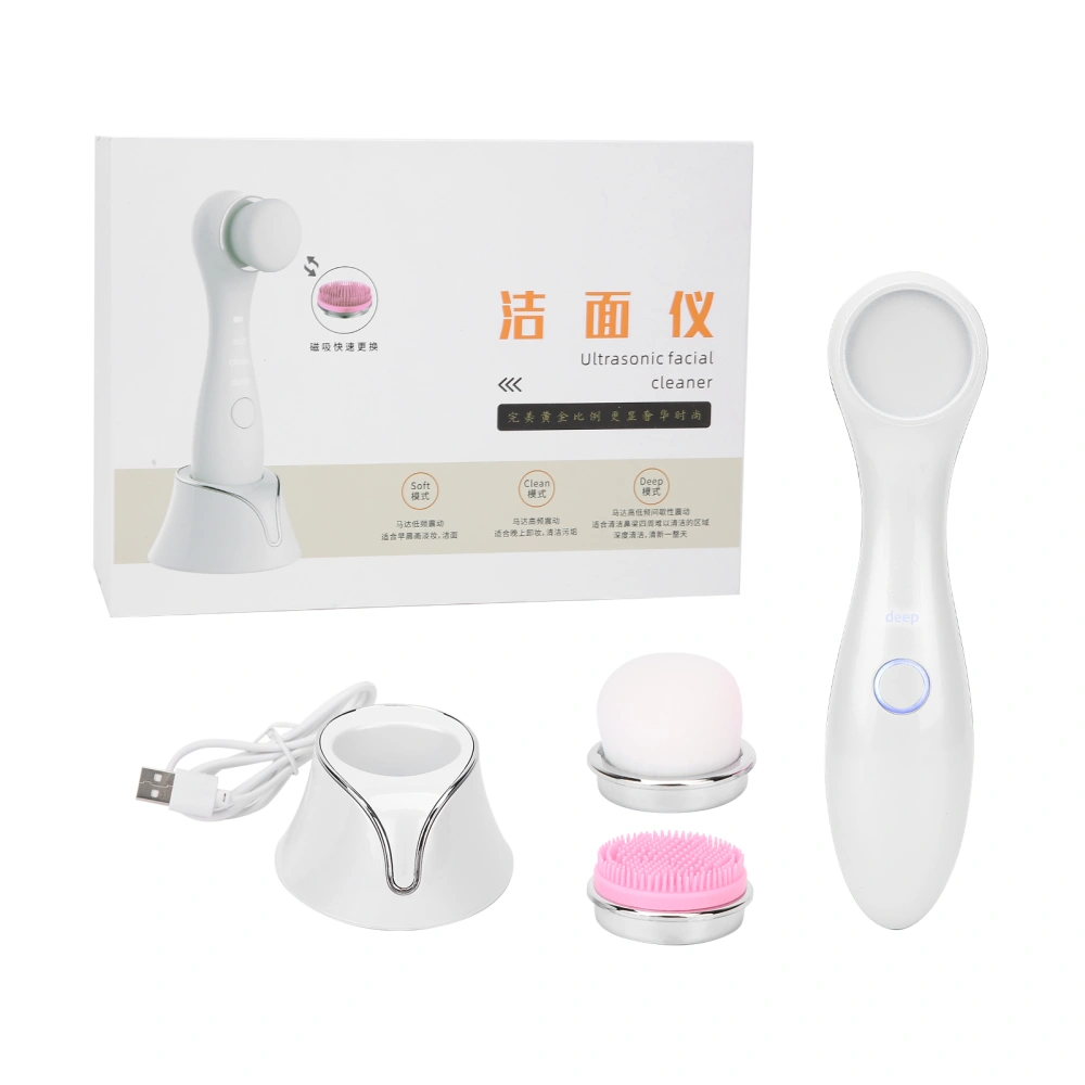 Electric Silicone Facial Cleansing Brush Wireless Rechargeable Pore Cleaner Face Cleaner