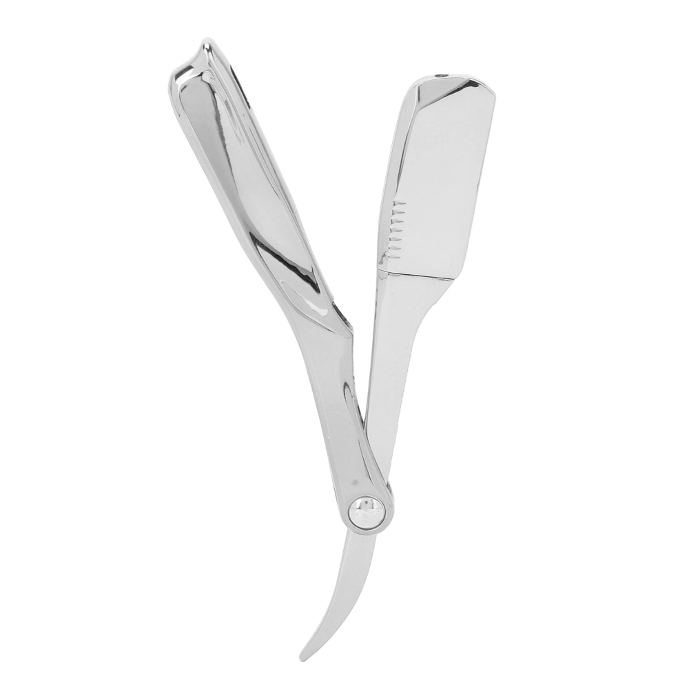 Professional Foldable Straight Edge Razor Barber Men's Shaving Razor Plating Blade Holder(Placage d'argent )