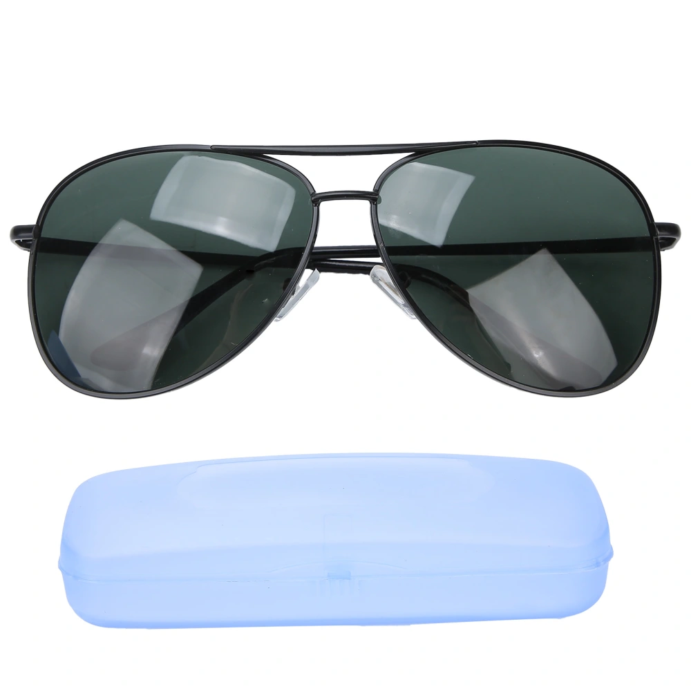 Anti‑UV Sun Glasses Vintage Style Black Frame Dark Green Lens Polarized Ultraviolet‑Proof Glasses