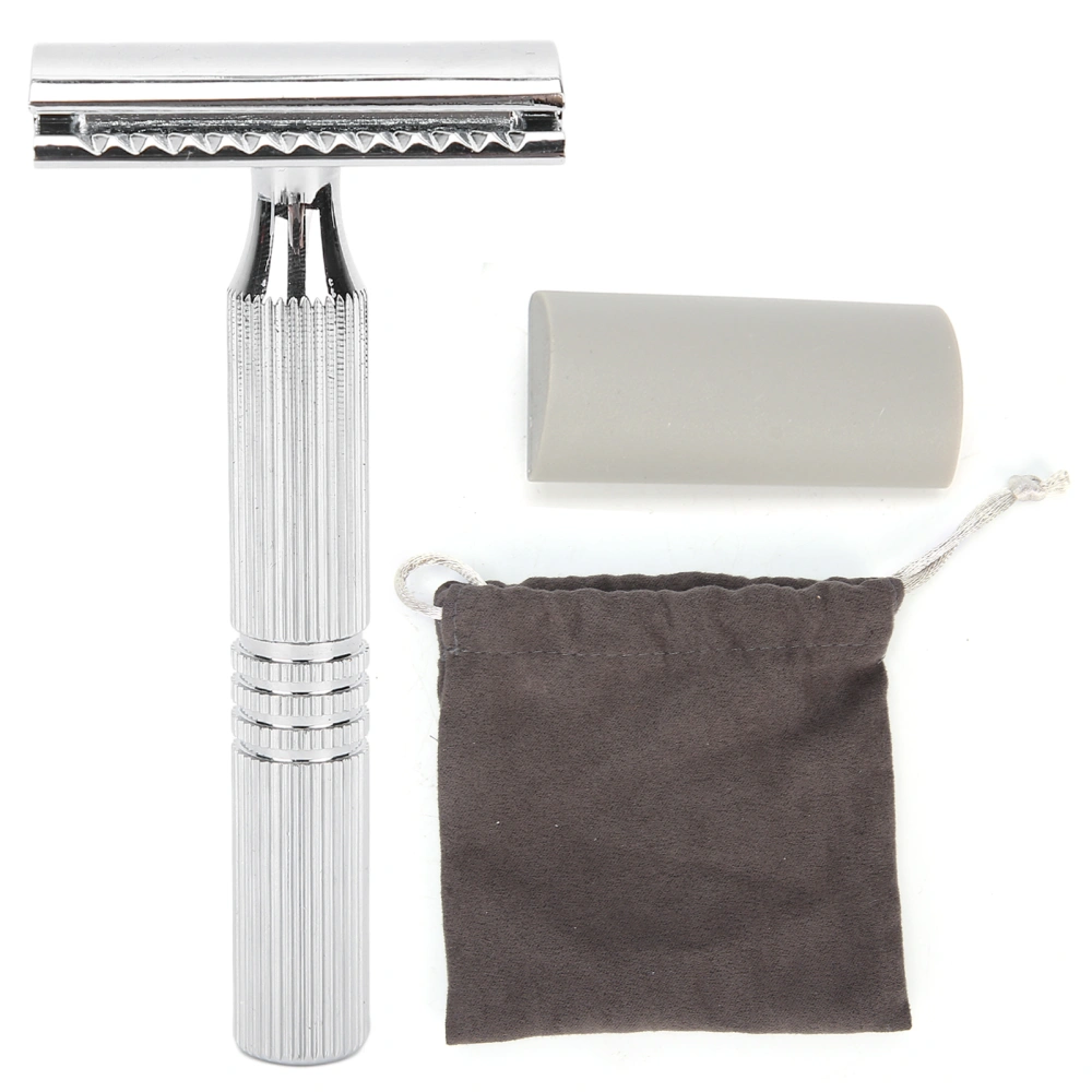 Professional Men Alloy Safety Razor Home Travel Portable Shaver Without Blade (Silver)