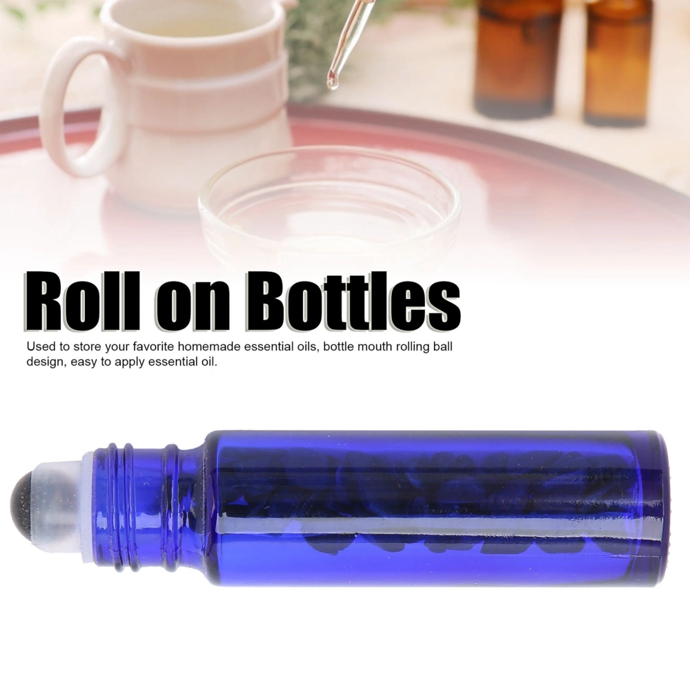 Professional Blue Essential Oil Roller Bottle Simple Portable Glass Roll on Bottle 10MLYellow Tiger's Eye Ball