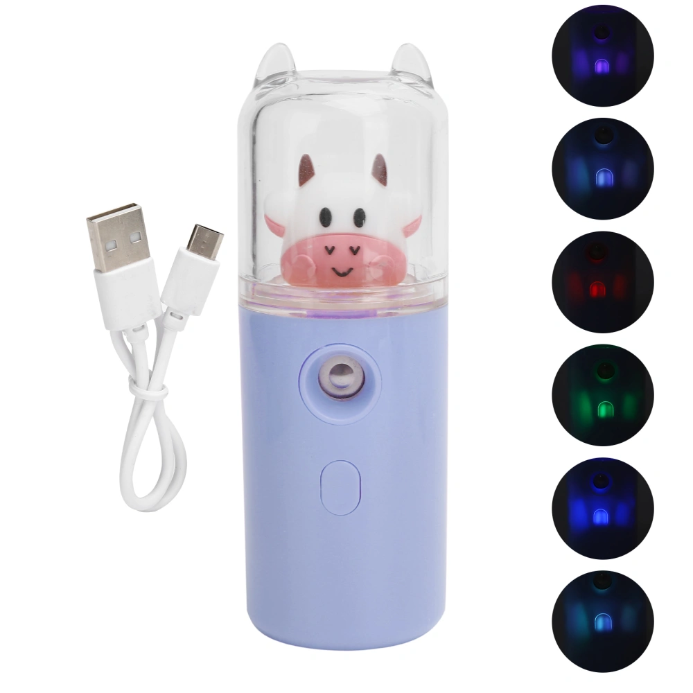 Portable Nano Facial Mister Moisturizing Handy Cool Mist Sprayer with Color Light FunctionPurple