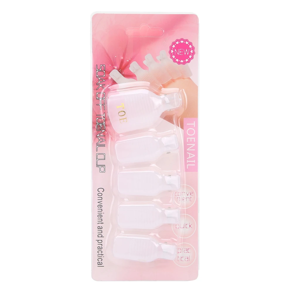 5pcs Gel Polish Remover Clips Home Salon Toenail UV Gel Soak Off Cap Wrap Nail Art ToolTransparent