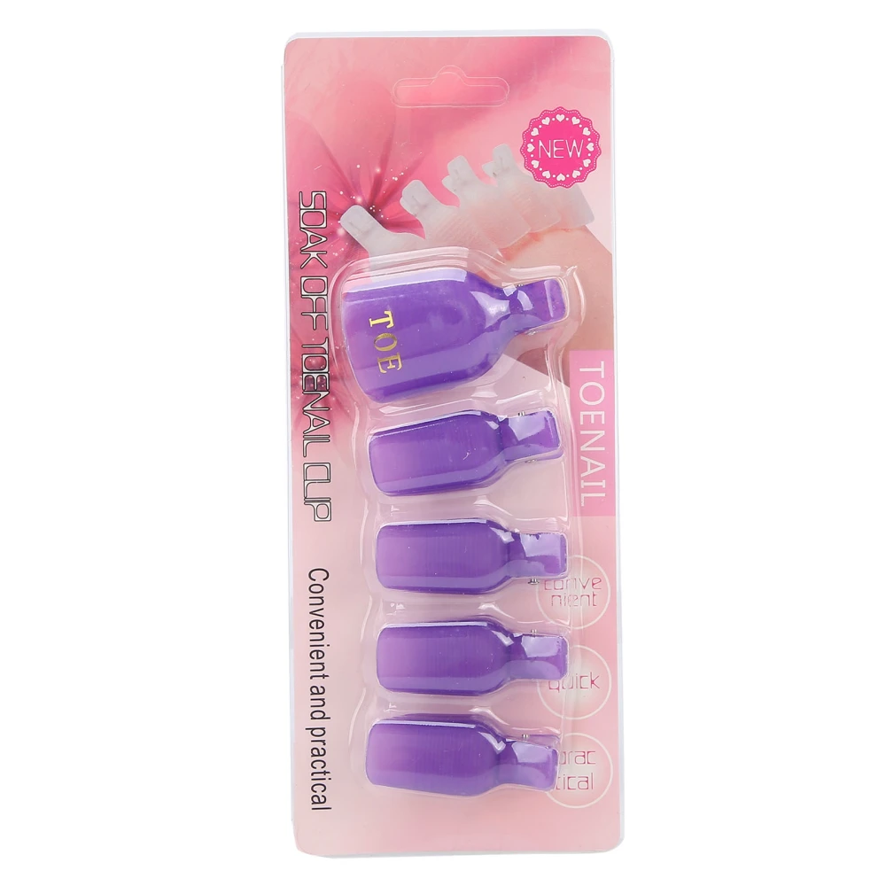 5pcs Gel Polish Remover Clips Home Salon Toenail UV Gel Soak Off Cap Wrap Nail Art ToolPurple