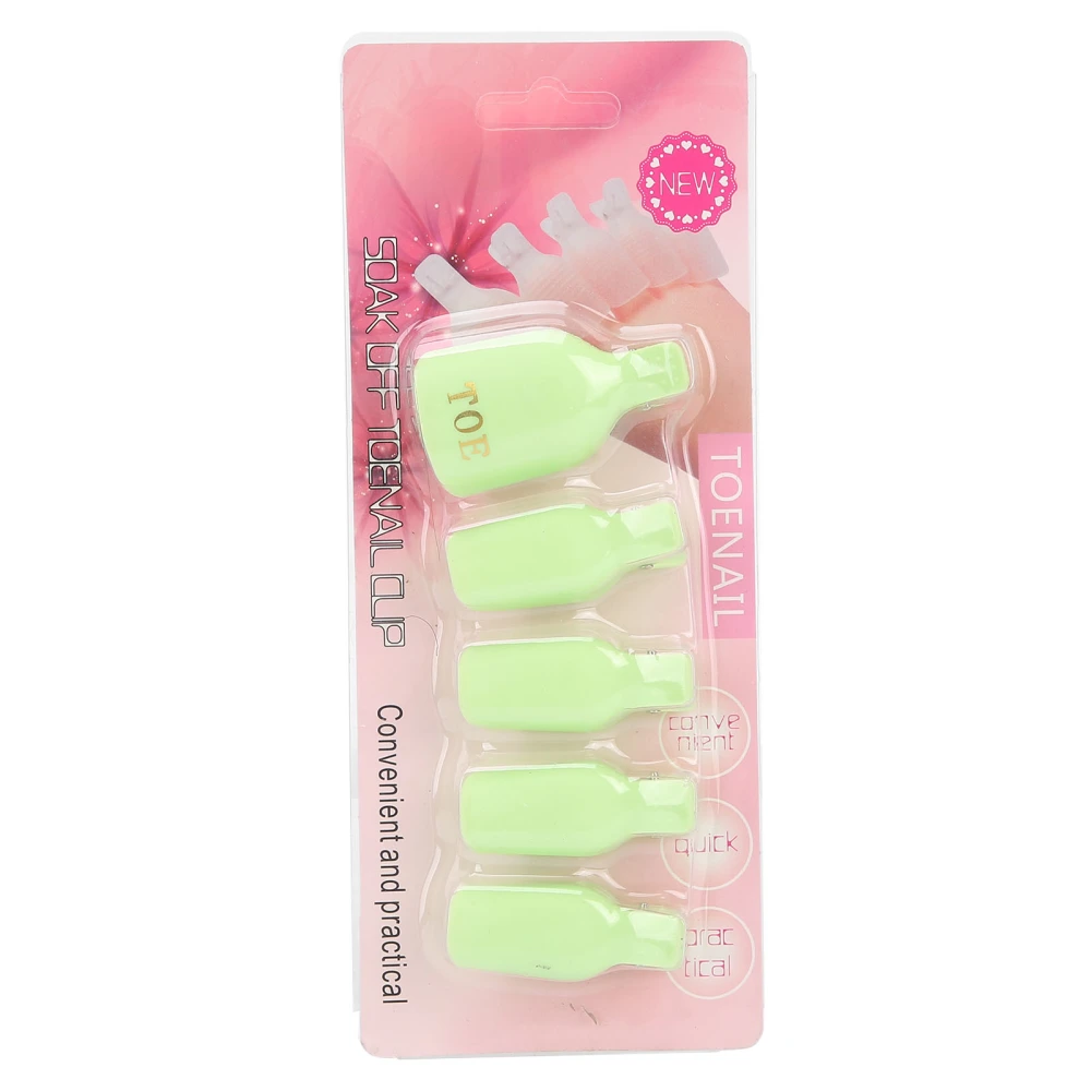 5pcs Gel Polish Remover Clips Home Salon Toenail UV Gel Soak Off Cap Wrap Nail Art ToolGreen