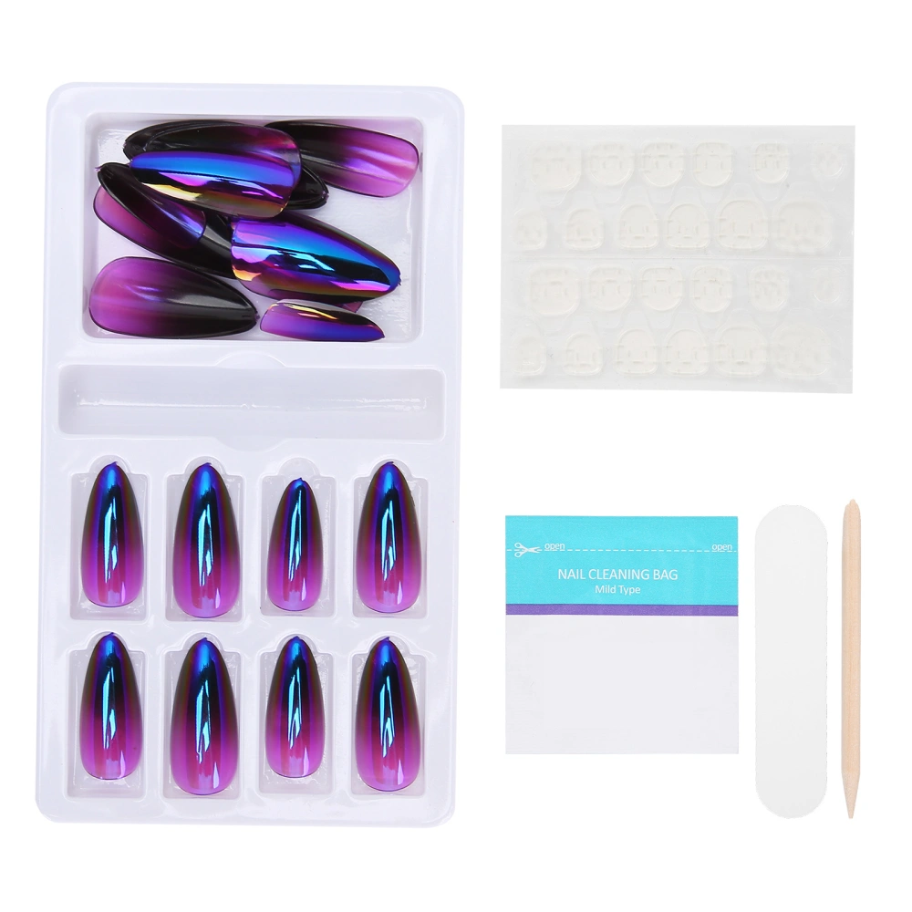 Gradient Pointed Fake Nails Tips Set Colored Full Cover False Nails with Nail FileF745-20