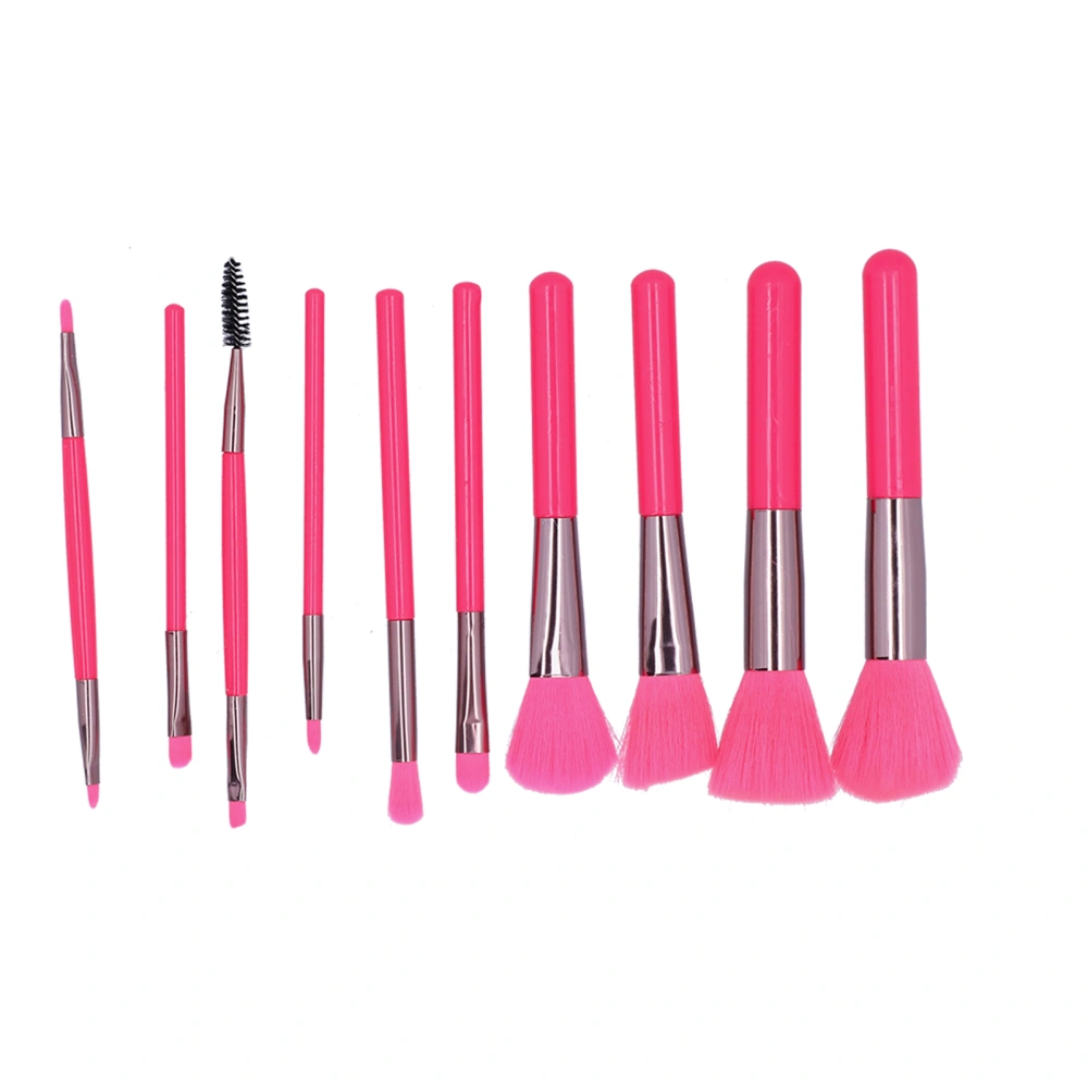 10pcs Rose Red Cosmetic Brush Set Soft Hair Loose Powder Eyeshadow Brush Makeup Tool