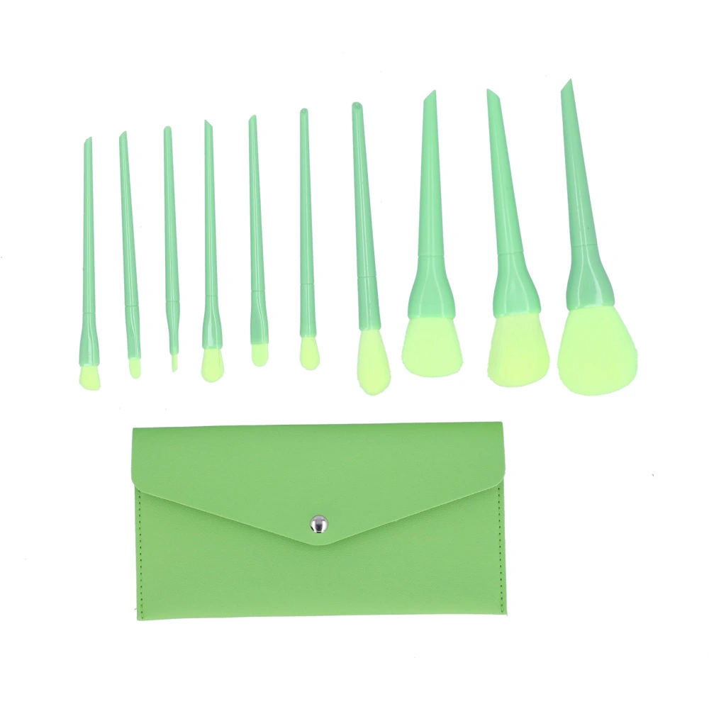 Cosmetic Brush Set Soft Hair Blusher Loose Powder Brush Makeup Tool with Bag Green