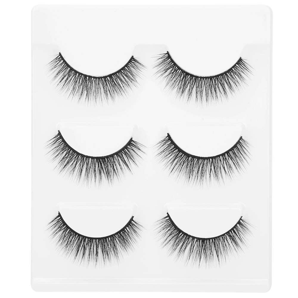 3 Pairs Handmade Fake Eyelashes Chemical Fiber Natural Cross Thick Faux False Eyelashes