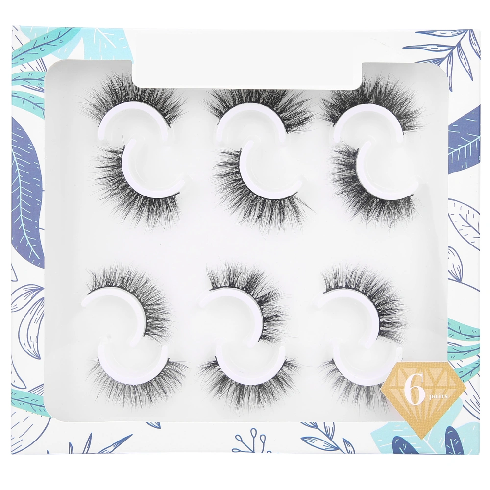 6 Pairs Chemical Fiber Reusable False Eyelashes Makeup Curly Thick False Lashes Set