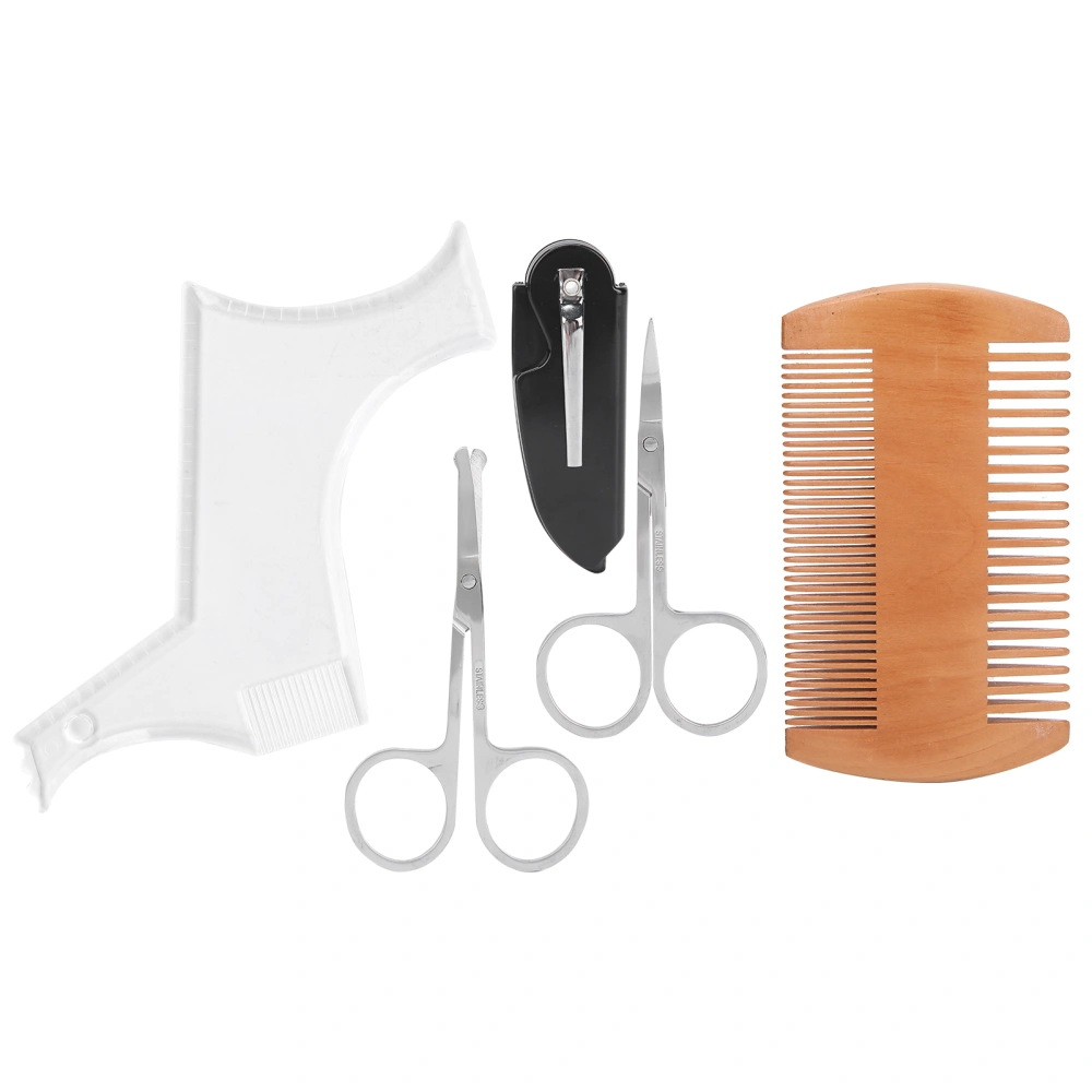 Transparent Beard Shaping Template Comb Scissors Beard Grooming Shaping Styling Set