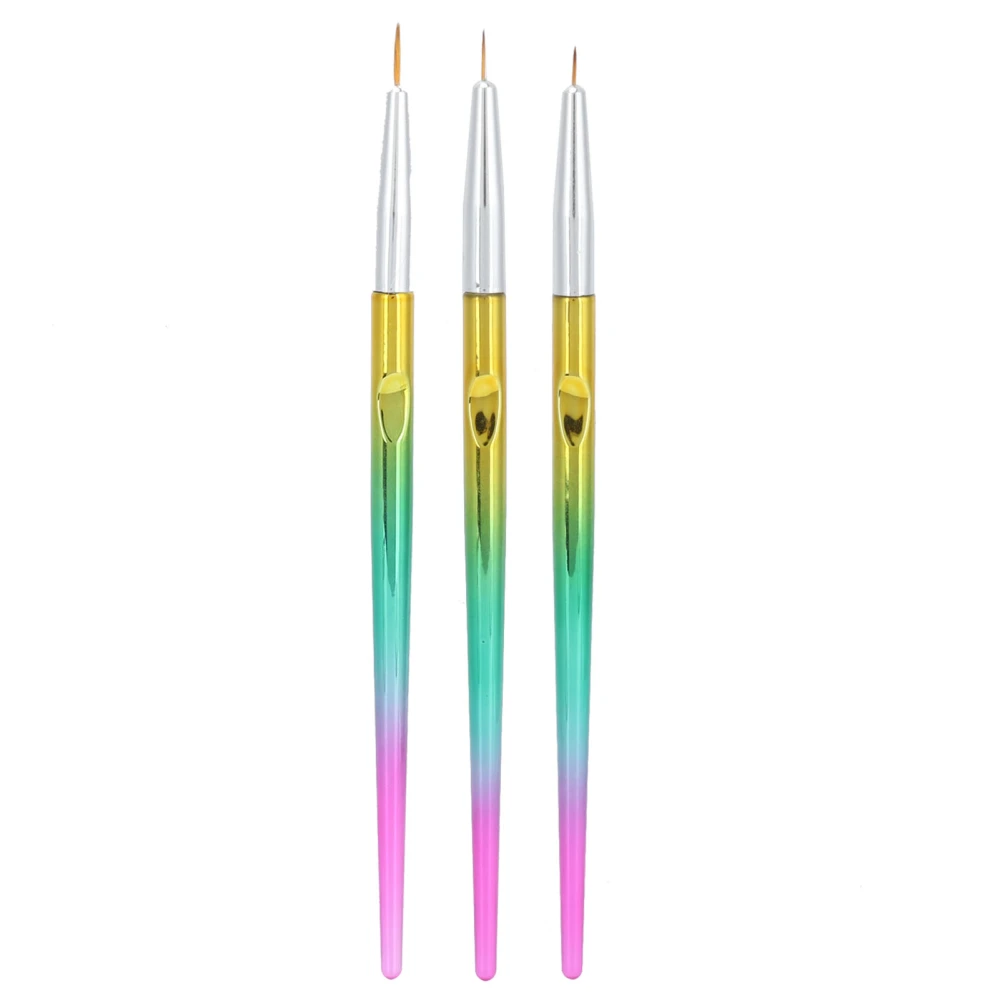 3PCS Nail Art Liner Brushes Kit Drawing Painting Nylon Hair Colorful Nail Art Striping Pen