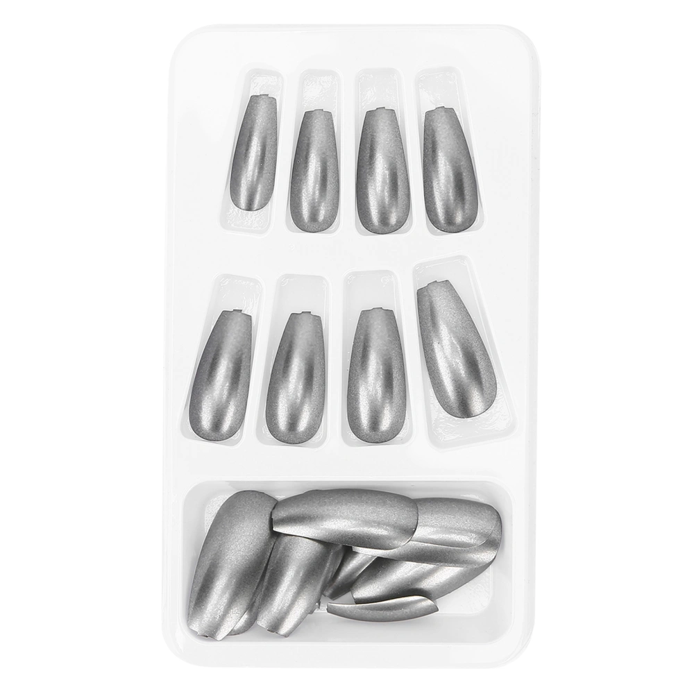 24 Pcs Glossy Fake Nails Full Cover Metallic Mirror Effect False Toe Finger Nails for Women GirlsFinger Type