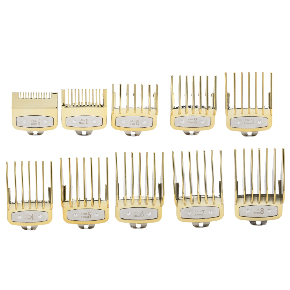 10pcs Guide Comb Professional Electric Hair Clipper Replacement Hair Guide Comb SetGold