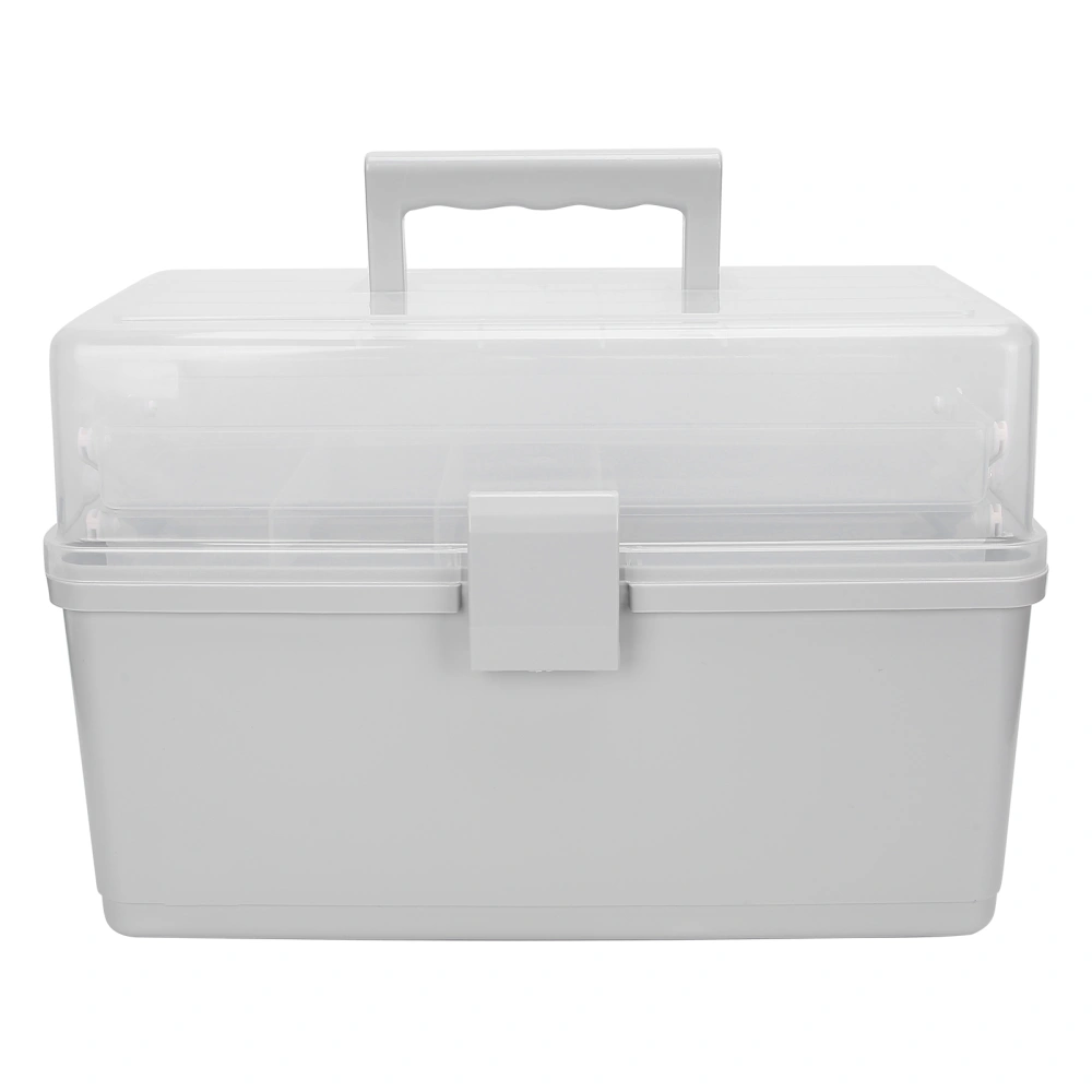 Multifunctional 3‑Layer Storage Box Transparent Gray Case Container For Handicrafts Cosmetics