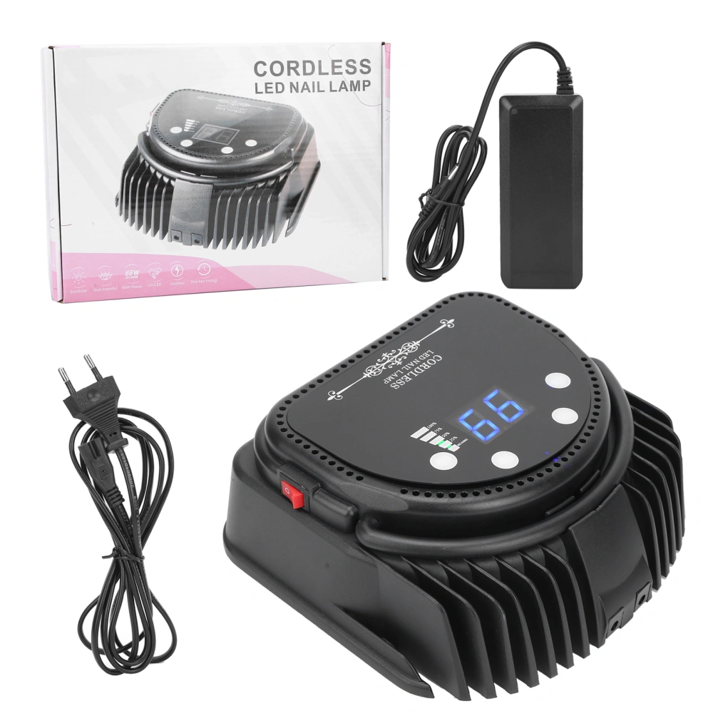 66W UV/LED Nail Dryer Rechargeable Nail Polish Curing Lamp for Home Nail Salon 100‑240VEU Plug