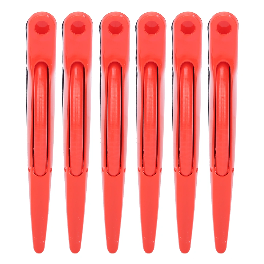 6Pcs Hair Styling Clip Hair Perming Dyeing Sectioning Duckbill Clip for Barber Hair SalonRed