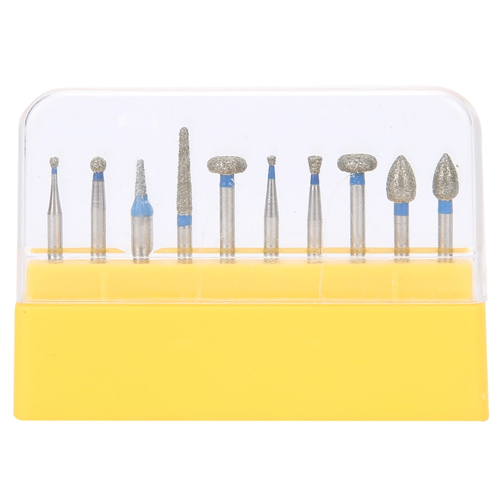 10pcs Stainless Steel Dental Burrs Set High Speed Handpiece Polishing Burrs Accessory