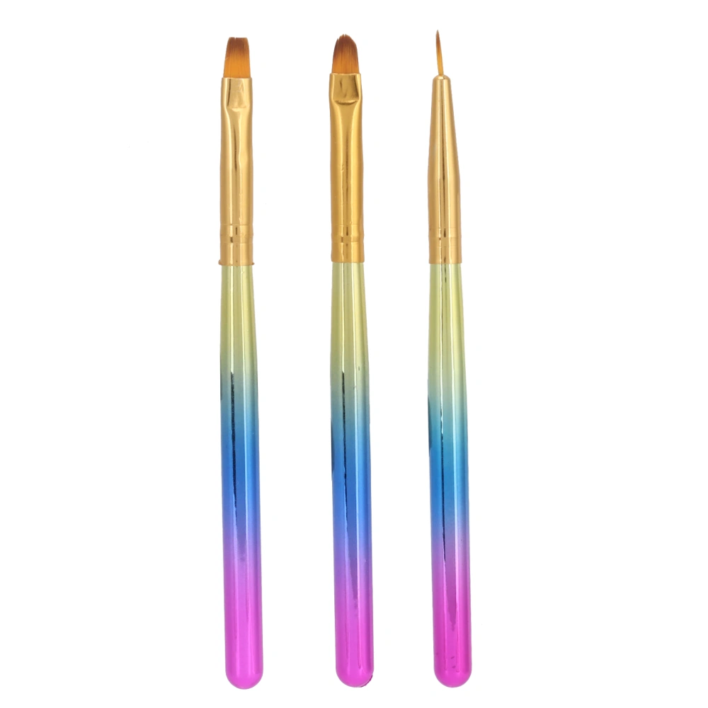 3PCS Nail Brush Set Nail Painting Drill Drawing Nylon Nail Art Tips Builder Brushes Kit