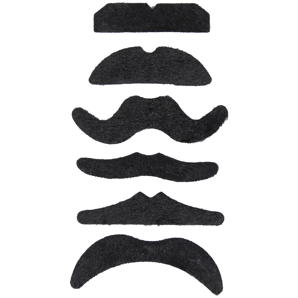 6PCS Funny False Mustache SelfAdhesive Black Fake Beard for Parties Halloween Christmas