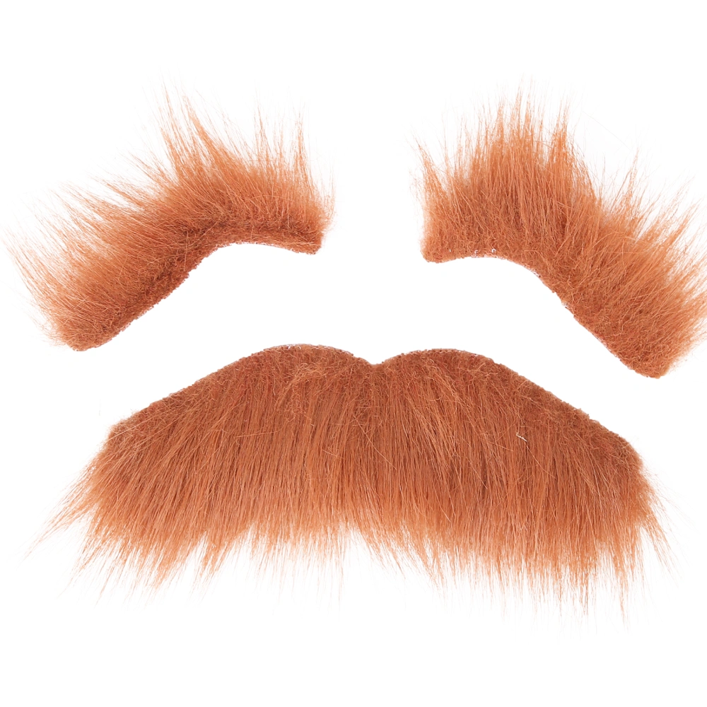 Fake Beard Eyebrow Set Self Adhesive Mustaches Eyebrow Costume Festivals Party Supplies Brown