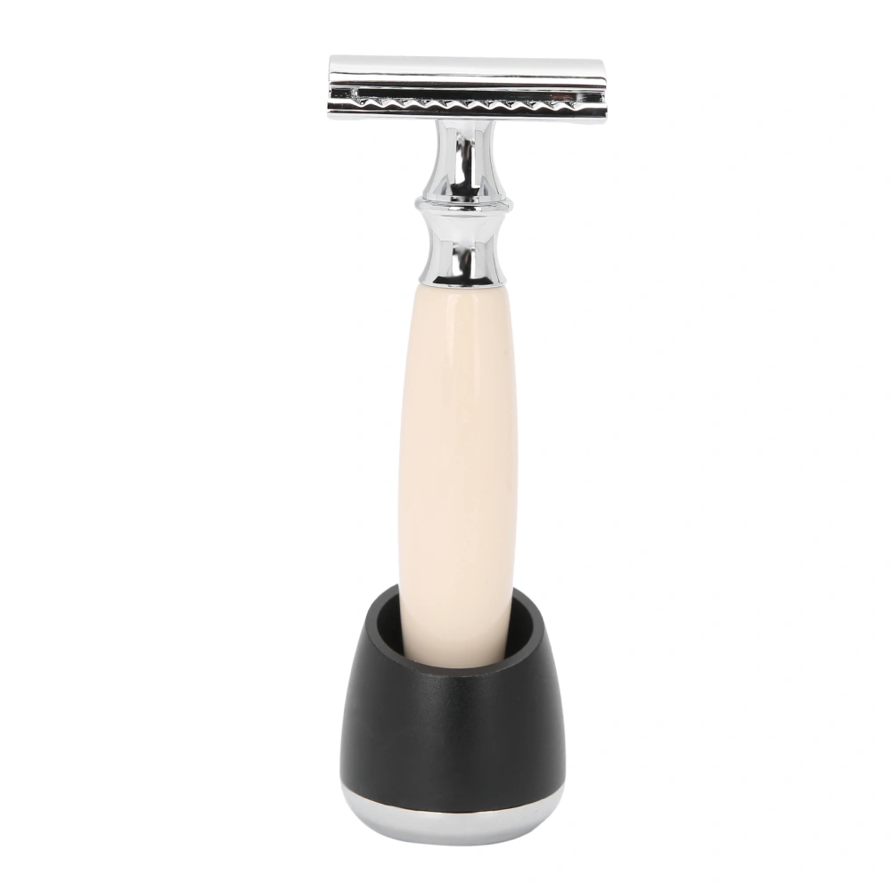 Manual Shaver Razor Holder Stand Base Set Double Edge Razor Handle Shaving SuppliesBeige