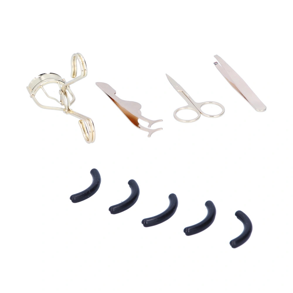 4pcs Stainless Steel Eyelash Curler False Eyelashes Applicator Eyebrow Scissors Tweezers SetLuxury Gold