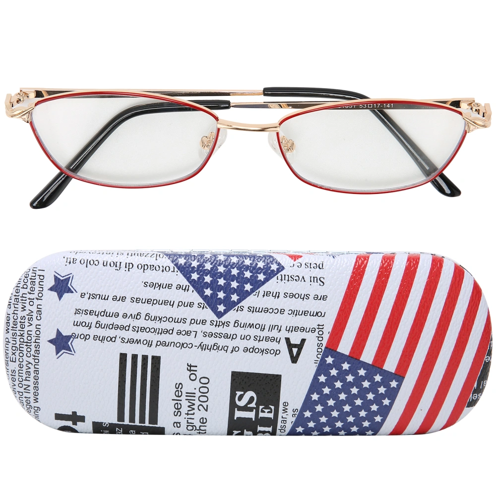 Red Frame Elderly Presbyopic Glasses Portable Blue Light Blocking Bifocal Reading Glasses(+150 )