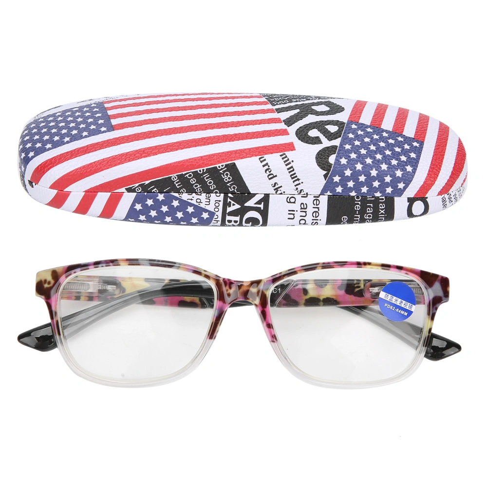 Purple Pattern Fashionable Reading Glasses Unisex Elderly Simple Presbyopic Glasses+300