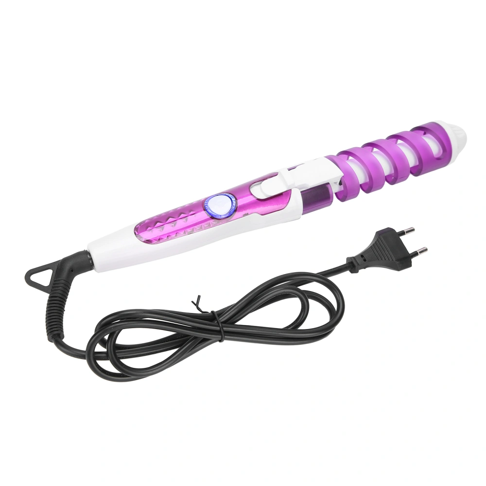 Mini Spiral Hair Curler Portable AntiScald Wavy Hair Styling Hair Curling Wand 110V240V Purple(EU Plug )