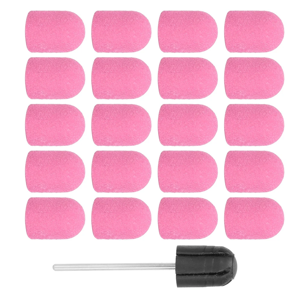 Nail Sanding Band Drill Bit Nail Art Polishing Sanding Cap Set Accessory (10 x 15mm)Pink