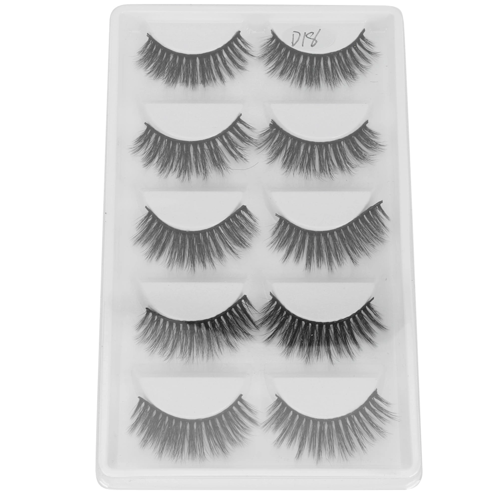 5 Pairs Thick Dense False Lashes Three dimensional Long Curly False Eyelashes Makeup Tool(D18 )