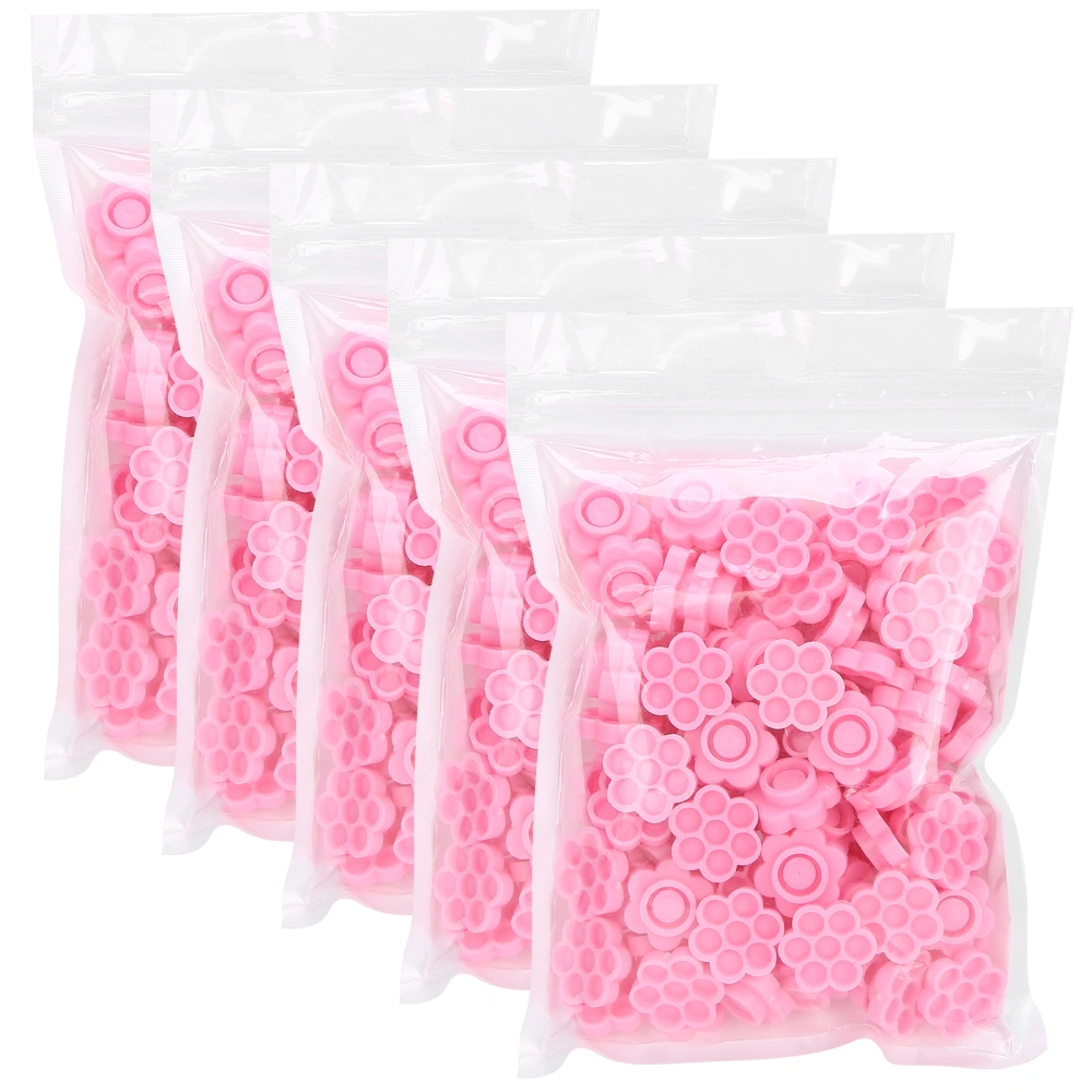 500pcs Eyelash Extension Glue Holder Flower Shaped Eyelash Grafting Glue Cup Pink