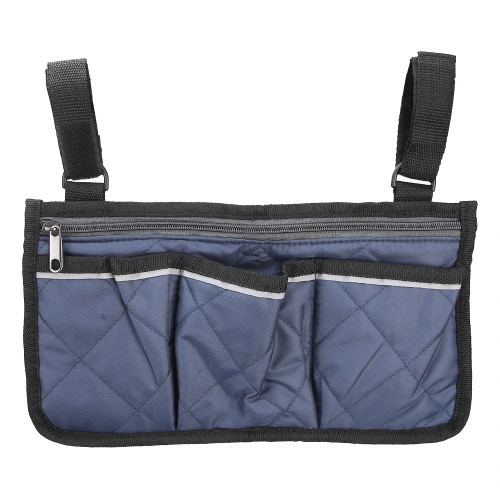 Multifunctional Wheelchair Side Bag Armrest Hanging Pouch Organizer Wheelchair AccessoriesNavy Blue