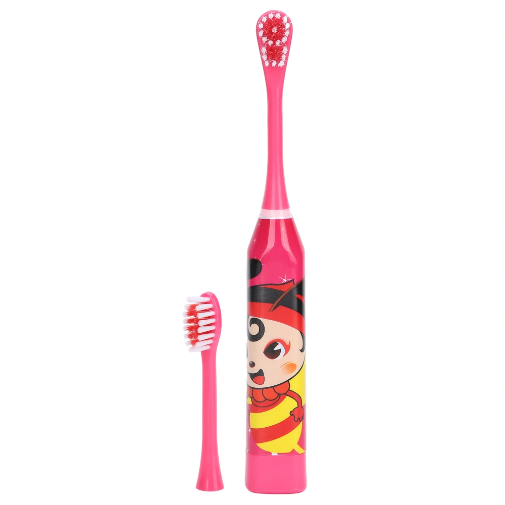 Children Electric Toothbrush Lovely Cartoon Pattern Teeth Cleaning Toothbrush for Oral CareRed