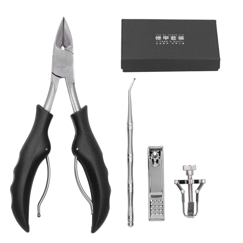 Nail Nippers Clippers Picker Stainless Steel Ingrown Toenail Corrector Pedicure Tool SetBlack