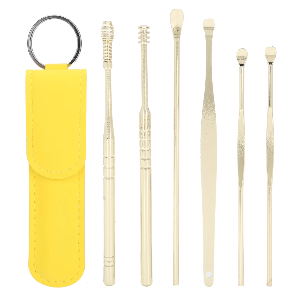 Portable Earwax Removal Cleaner Set U Shape Ear Spoon Spiral Ear Wax Cleaner Tools SetYellow