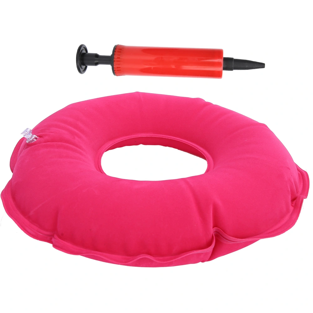 Inflatable AntiBedsore Cushion Round Shape Cushion for Elder Bedridden Patient with Pump(Rose Red )