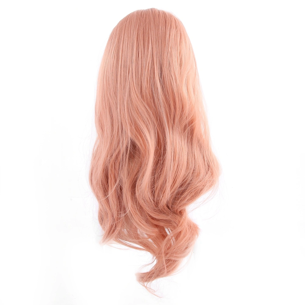 Women Long Hair Pink Wig Fashion Curly Wavy Wig Natural Fake Hair for Party Cosplay