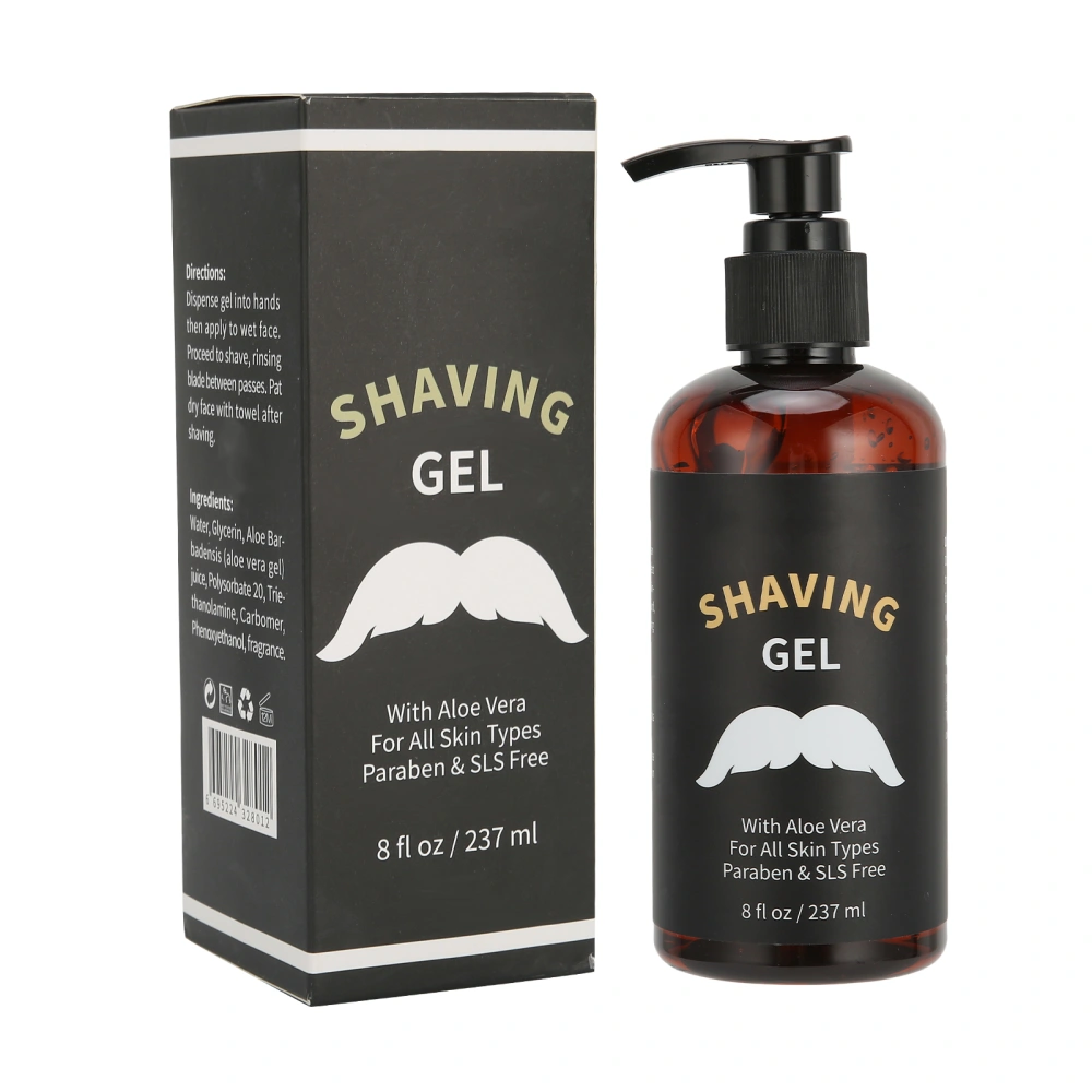 Men's Shave Gel Soften Beard Moisturizing Against Irritation Protect Skin Refreshing Gel 237ML