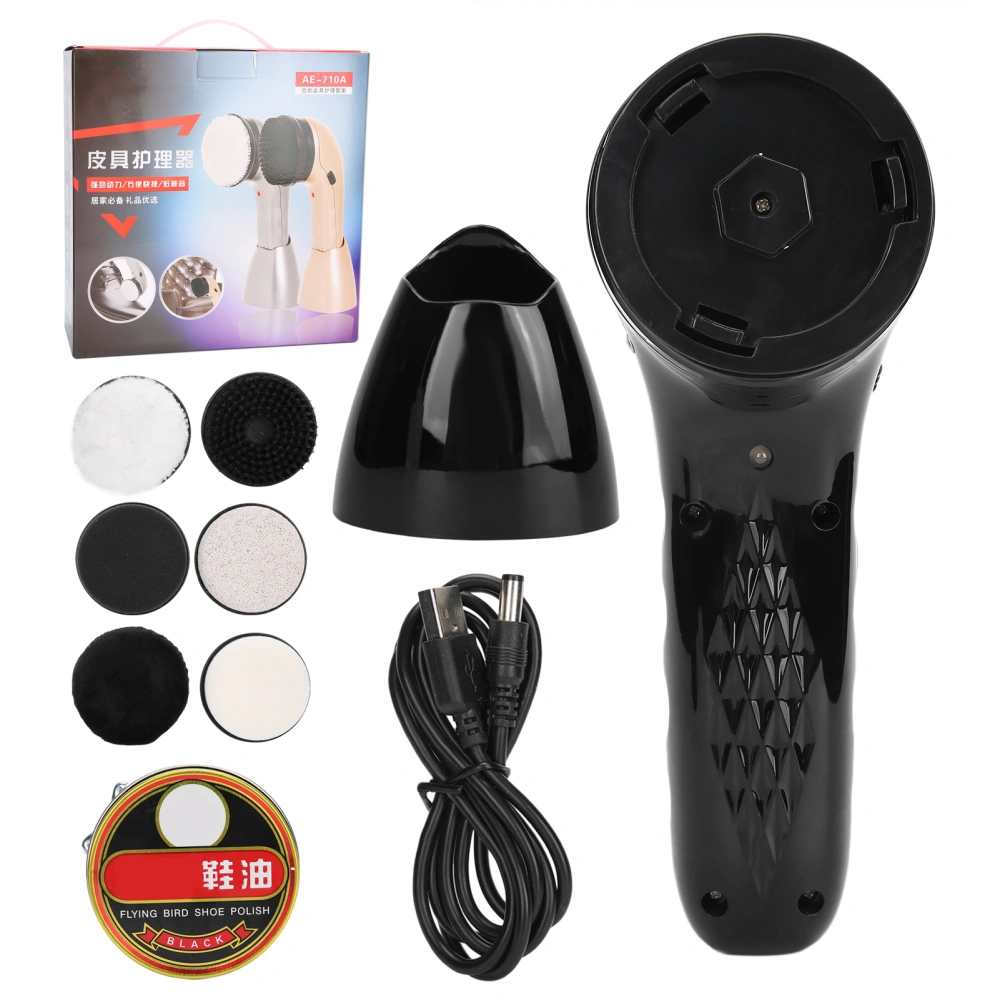 Electric Shoe Polisher Rechargeable Shoe Cleaning Leather Care Portable Handheld Shoe Shine KitBlack