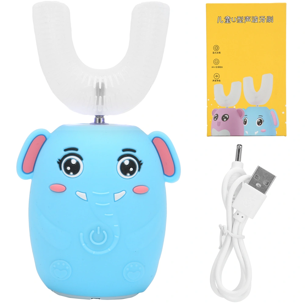 Automatic Toothbrush Cartoon Modeling Electric Toothbrush With UShaped Head for Children(Blue )