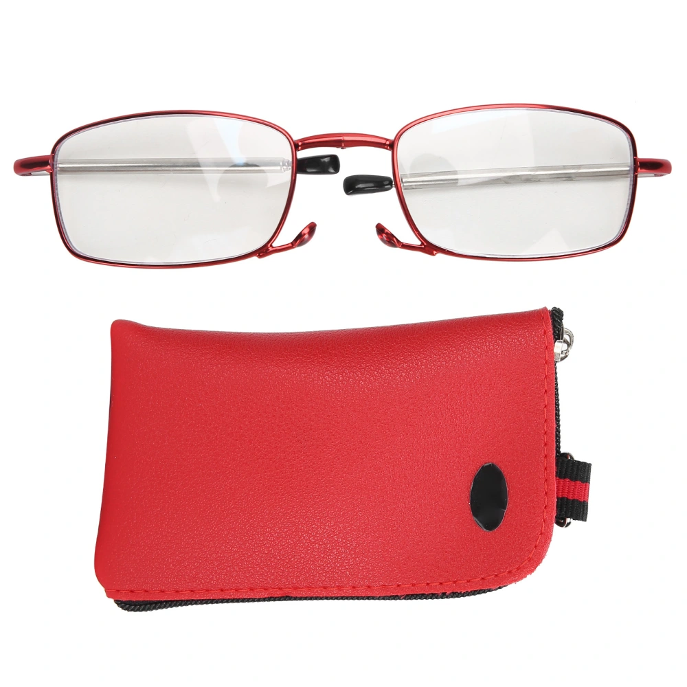 Blue Light Blocking Reading Glasses Fashionable Folding Multifocal Presbyopic Glasses(+400 Red)