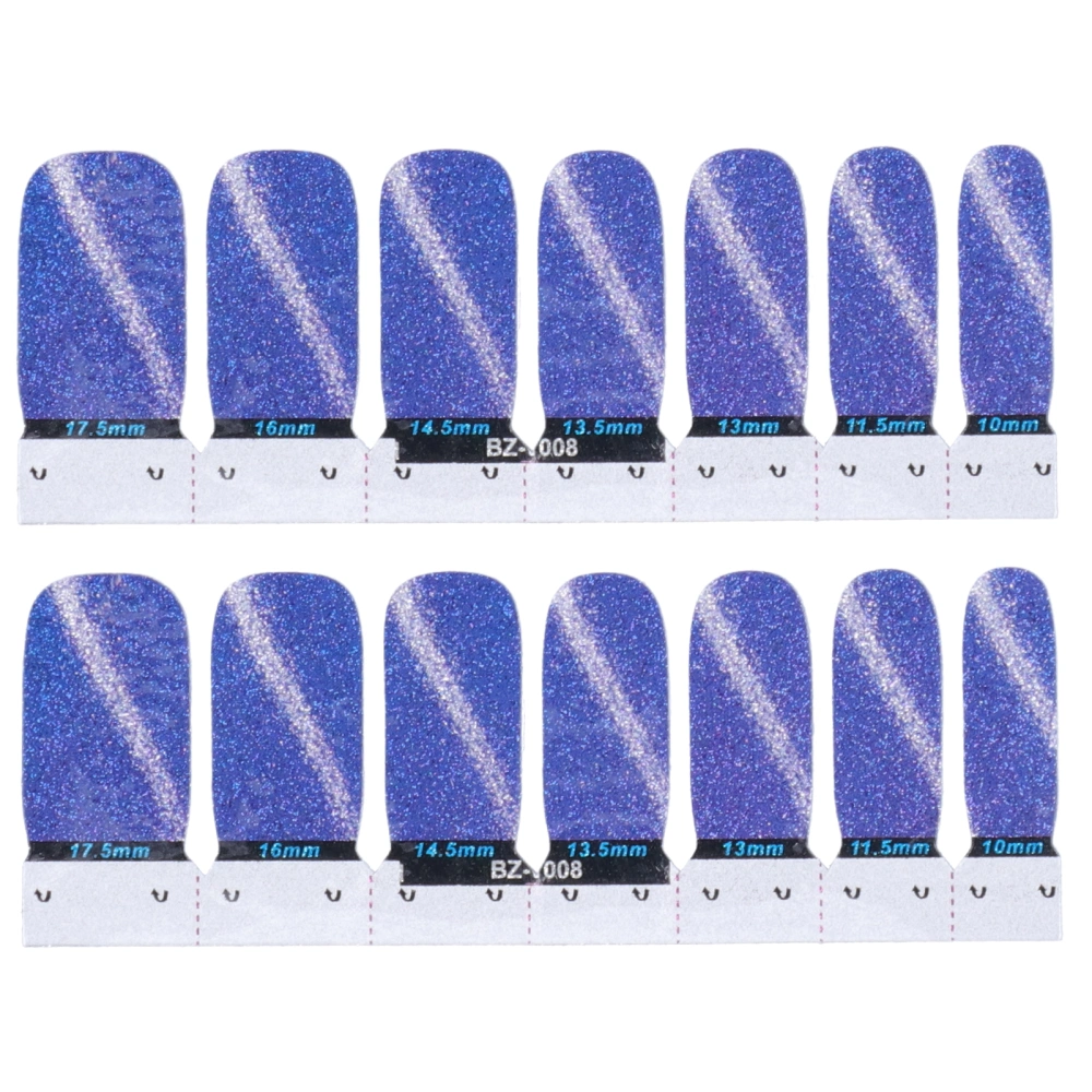 14pcs Self Adhesive Nail Sticker DIY Glitter Fashionable Nail Polish Strip Full Wraps Decal(08 )